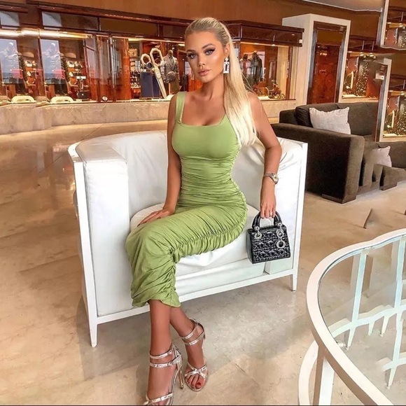 Green bodycon sexy sleeveless elegant party backless streetwear M - Picture 4 of 6